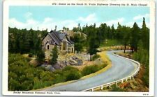 Scene of the South St. Vrain Highway showing the St. Malo Chapel, Colorado picture