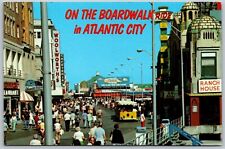 Vtg Atlantic City New Jersey NJ On The Boardwalk Gino's Ranch House Postcard picture