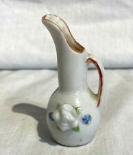 Mini Knicknack Vase Applied Flowers and Handle Occupied Japan 1945-1950 picture