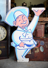 Vintage Sushi Chef Restaurant Wood Advertising Sign Store Display Asian Kitchen  picture