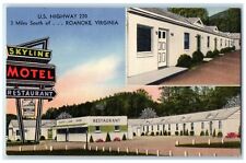 c1940's Skyline Motel & Restaurant Cottages Multiview Roanoke Virginia Postcard picture