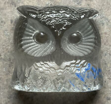 NYBRO : Vintage 2 1/2”x 3” Textured SOLID GLASS “OWL” FIGURINE Brattstrom SWEDEN picture