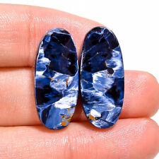 23.50Cts. Natural Matched Pair Blue Pietersite Oval Cabochon Loose Gemstone picture