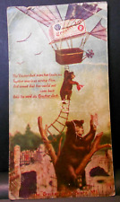 1907 The CRACKER JACK BEARS No. 1 Escape Lincoln Zoo Flying Box Airship Postcard picture