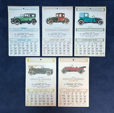 5 AUTOMEMORIES CALENDARS OF 1918, 1919, 1920, 1921, 1922 Antique Car Automobiles picture