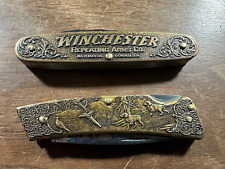 Two Winchester Pocket Knives, Brass, Rifle and Shotgun. picture