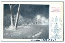1919 Winter Night Lincoln Park Chicago Clark Street Chicago Illinois IL Postcard picture