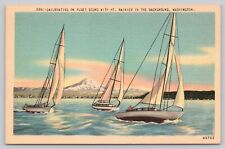 Postcard Washington Sailboating on Puget Sound Mt Rainier in Background picture