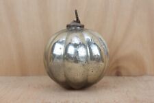 Antique German Kugel Glass Ball: Silver Mercury Pumpkin Shape, Christmas Decor picture