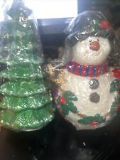 Christmas Snowman And Tree Candle picture