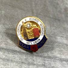 International Union Oil Chemical Atomic Workers 10 Year Member Small Lapel Pin picture