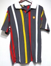 vtg SHELL Gas Station Employee STRIPED POLO SHIRT L uniform retired style 80s picture
