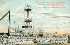 c1907 Postcard; Crew of US Battleship Louisiana at Attention on Deck, Unposted picture