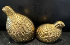 Pair of Vintage Brass Quail Pheasant Partridge Birds Mid Century Modern MCM picture