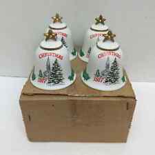 4 VTG Christmas Bell 1977 AA Importing Holly Church Tree Porcelain A909 picture