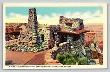 Vintage Fred Harvey Linen Postcard Lookout Studio Grand Canyon National Park AZ picture