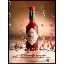1993 Tabasco Pepper Sauce Vintage Print Ad Hot 125 Birthday Louisiana Wall Art picture
