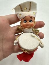 Vintage Pixie Elf Drummer Boy Christmas Ornament JAPAN 4 1/4” Hard Plastic Face picture