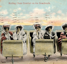 c.1914 Postcard Rolling Chair Comfort Boardwalk Atlantic City NJ Women on Wheels picture