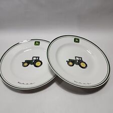 Set Of 2 - John Deere By Gibson Dinner Plates Tractor Logo 11-1/4” -  Preowned  picture