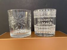 Two (2) Maker's Mark Bourbon Whiskey Holiday Rocks Glasses - 2 Different Styles picture