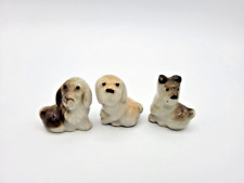 3 Vintage Mini Dog Figurines Assorted Breeds Ceramic Porcelain Taiwan Multicolor picture