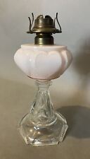 Antique Victorian Queen Heart Kero Oil Pattern Glass Table Lamp picture