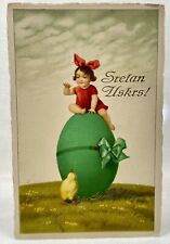 Art Deco Nouveau | Croatian Easter Greeting | Surrealism Girl Egg Duckling| 1900 picture