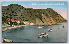 Avalon CA Hotel St Catherine Boats Bay 1923 Posted Pacific Novelty Postcard picture