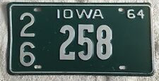 GOOD SOLID VINTAGE 1964 IOWA LICENSE PLATE See My Other Plates picture