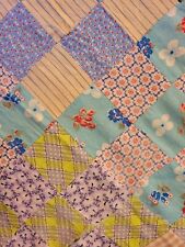 Vintage Quilt Top. Outstanding colors Depression & Feedsack, Nine Patch, 85x69 picture