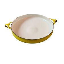 Vintage MCM Dansk Koben style 13.5” Papella Yellow Enamel Pan Dish picture