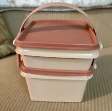 Vintage Tupperware Square Lunchbox Sandwich Keeper Dusty Pink Rose picture