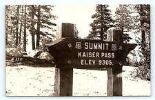 RPPC KAISER PASS, CA California ~ SIGN on SUMMIT c1950s Fresno County Postcard picture