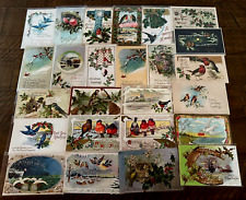 Lot of 25 Antique~CHRISTMAS & NEW YEAR  POSTCARDS with Birds-In Sleeves~k311 picture