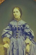 HAUNTING WOMAN. TINTED 6TH PLATE AMBROTYPE, FULL CASE, BOOK STYLE. picture