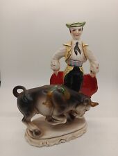 Vintage Spanish Bullfighter & Bull Ceramic Figurine Statue  picture