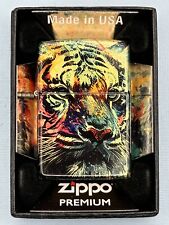 Painted Tiger Design 46145 Color 540 Fusion Double Sided Zippo Lighter NEW picture