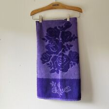 Vintage MCM Cannon Monticello Two Tone Purple Rose Floral Bath Towel Midcentury picture