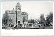 c1920's High School Campus Building Students View Windom Minnesota MN Postcard picture