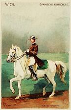 RARE EARLY Signed Junker 1898 Horse Spanish riding school Vienna Nister Germany picture