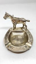 Vintage Silver Plated Horseshoe Horse Figural Ashtray Occupied Japan  picture