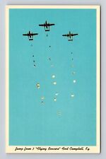 Fort Campbell KY-Kentucky, C-119 Dropping Paratroopers, Vintage c1960 Postcard picture