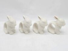 Easter Bunny Napkin Rings Set of 4 Porcelain with Golden Accents Rabbit picture