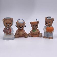Set of 4 Homco Thanksgiving Bears #5312 Ceramic Figurines Decorative Holiday  picture