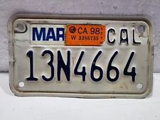 Vintage 1990s CALIFORNIA CA Motorcycle License Plate 13N4664 White Bike Tag Moto picture