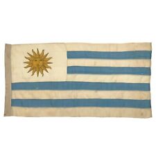 Vintage Sewn Wool Uruguay Flag Old Sun May World Cloth Textile Antique Art Decor picture