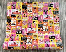 HUGE Roll Original VINTAGE 60's MOD GROOVY HIPPIE Gift Wrap 100+ Yds Pink Yellow picture