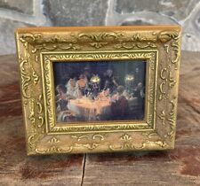 Vintage Ornate Hand Painted Rococo Gilt Wood Picture Frame Farmhouse Decor picture