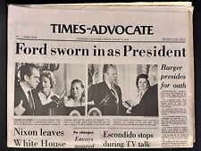 August 9, 1974 -Escondido Times-Advocate Newspaper-Nixon/Ford- Vintage San Diego picture